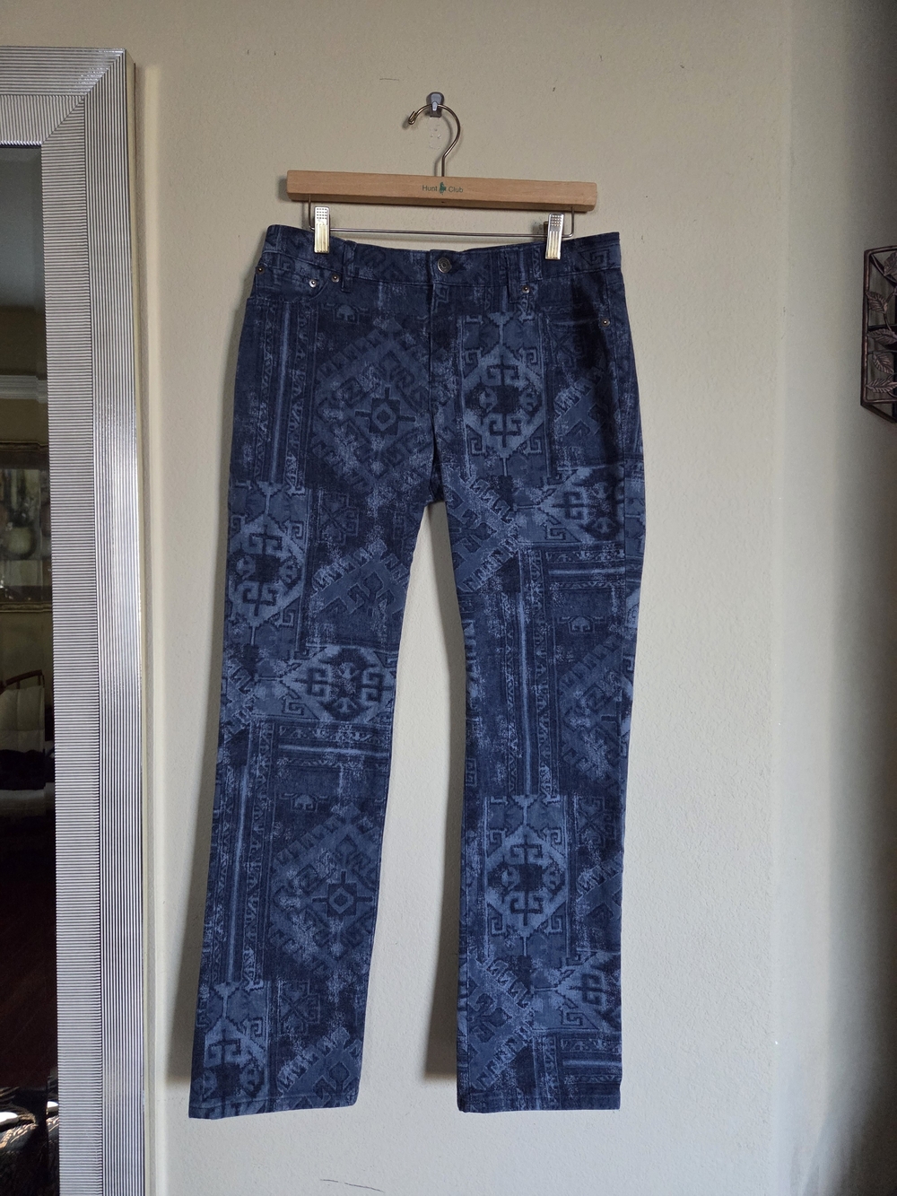 Lauren Ralph Lauren Blue Patterned Straight-Leg Jeans